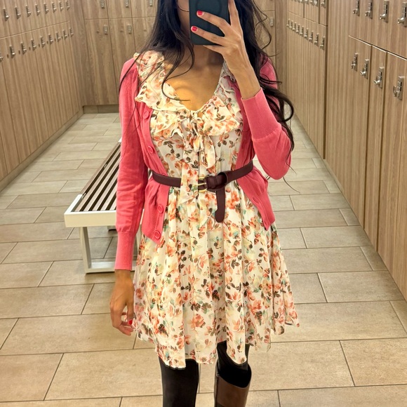 Floral Ruffle White / Cream Multicolor Dress for Bridal or Baby Shower - Picture 3 of 7